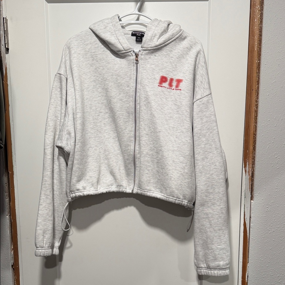 Gray Cropped Hoodie